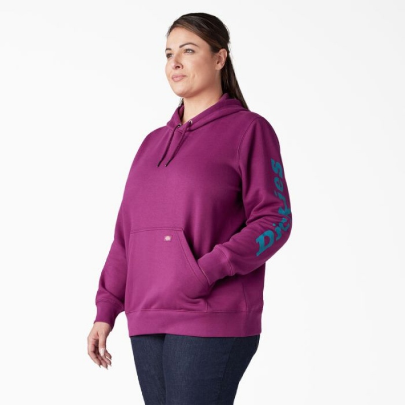 Dickies Plus Heavyweight Logo Sleeve Pullover Violet | CEJT1203