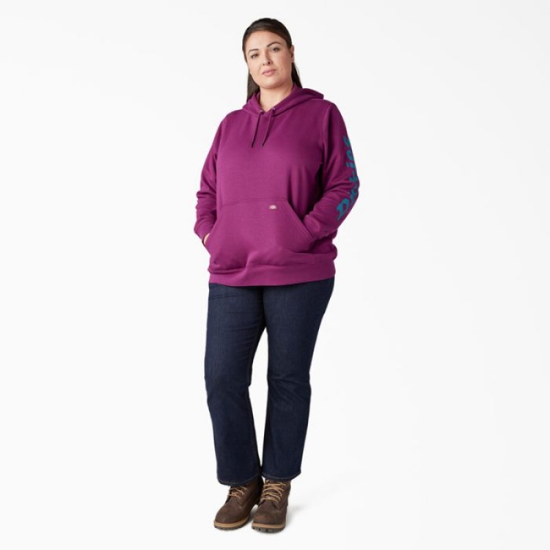 Dickies Plus Heavyweight Logo Sleeve Pullover Violet | CEJT1203