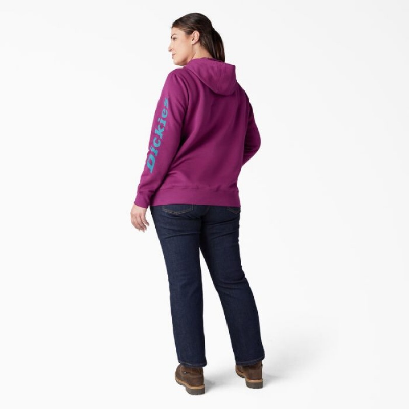 Dickies Plus Heavyweight Logo Sleeve Pullover Violet | CEJT1203