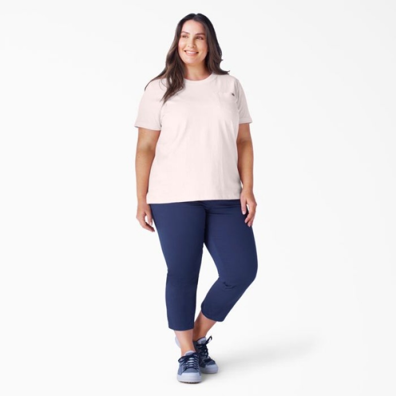 Dickies Plus Heavyweight Scurte Sleeve Pocket T-Shirt Roz | FZXR7114