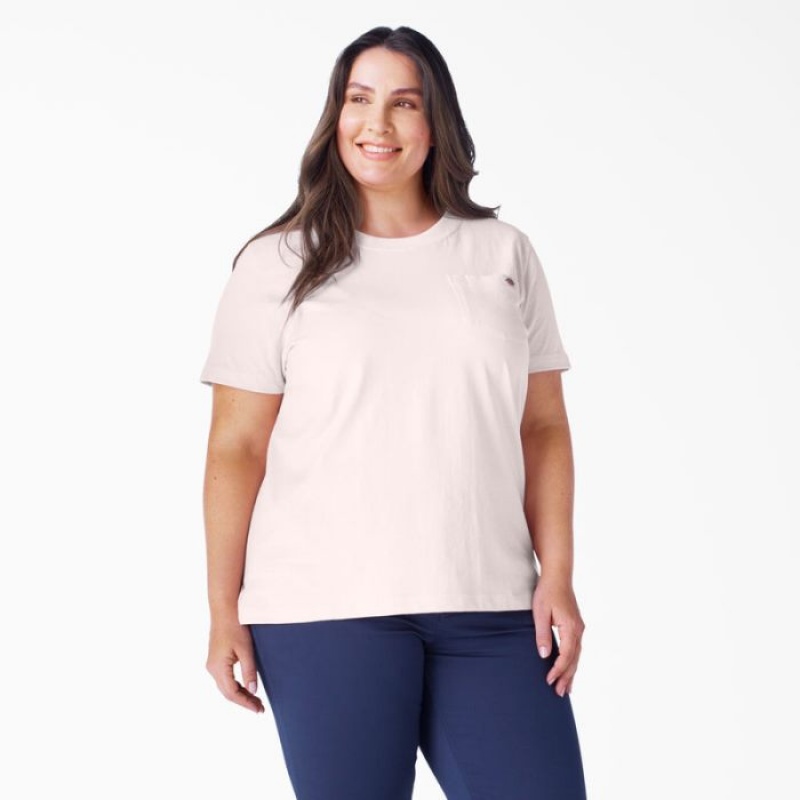 Dickies Plus Heavyweight Scurte Sleeve Pocket T-Shirt Roz | FZXR7114