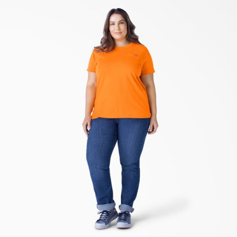 Dickies Plus Heavyweight Scurte Sleeve Pocket T-Shirt Portocalii | MGYZ0393
