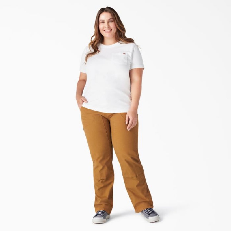 Dickies Plus Heavyweight Scurte Sleeve Pocket T-Shirt Albi | ZMLC0153