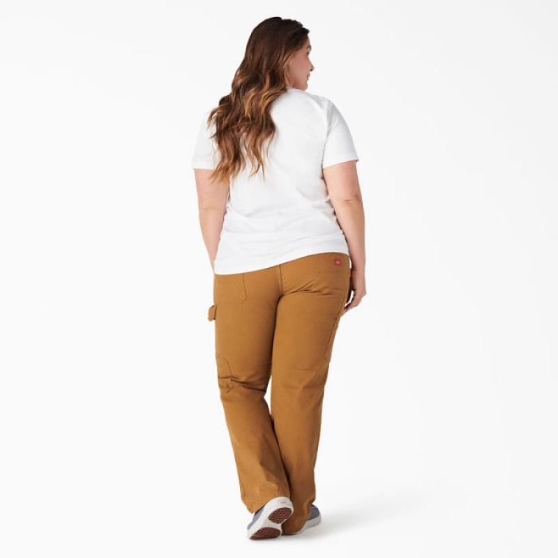 Dickies Plus Heavyweight Scurte Sleeve Pocket T-Shirt Albi | ZMLC0153