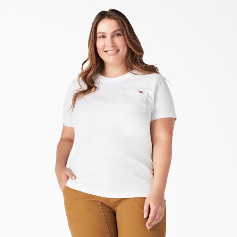 Dickies Plus Heavyweight Scurte Sleeve Pocket T-Shirt Albi | ZMLC0153