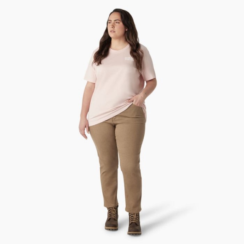 Dickies Plus Heavyweight Workwear Grafice T-Shirt Roz | CJGZ7684