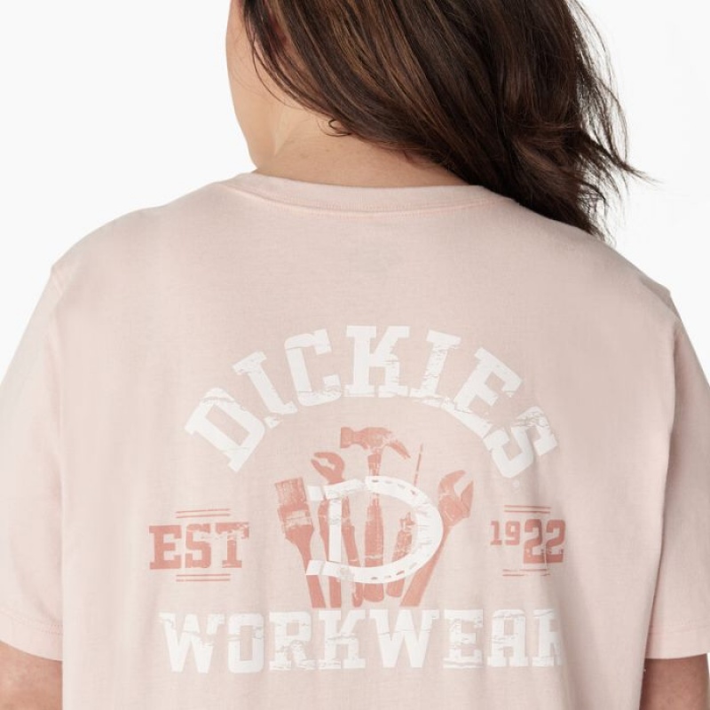 Dickies Plus Heavyweight Workwear Grafice T-Shirt Roz | CJGZ7684