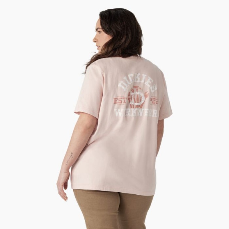 Dickies Plus Heavyweight Workwear Grafice T-Shirt Roz | CJGZ7684