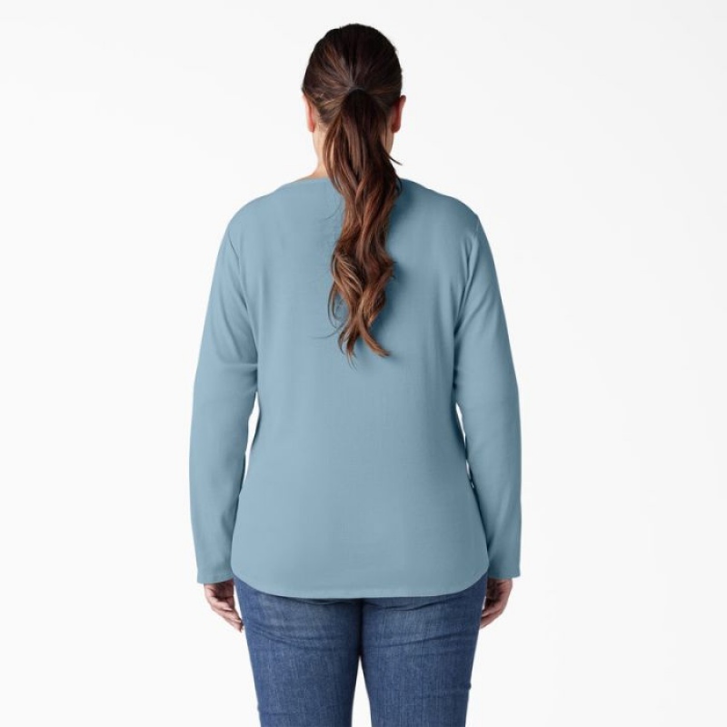 Dickies Plus Henley Long Sleeve Shirt Albastri | GVBF1426