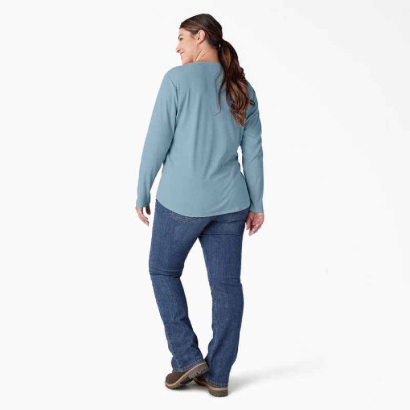 Dickies Plus Henley Long Sleeve Shirt Albastri | GVBF1426