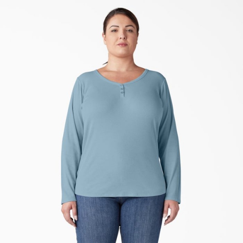 Dickies Plus Henley Long Sleeve Shirt Albastri | GVBF1426