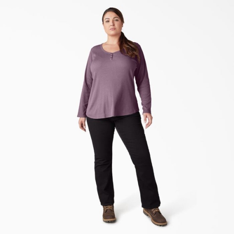 Dickies Plus Henley Long Sleeve Shirt Grapeade | QDQH5534