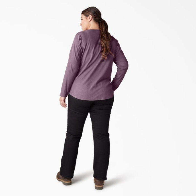 Dickies Plus Henley Long Sleeve Shirt Grapeade | QDQH5534