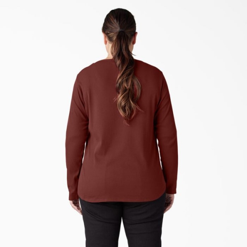 Dickies Plus Henley Long Sleeve Shirt Rosii Inchis | PJVA5422