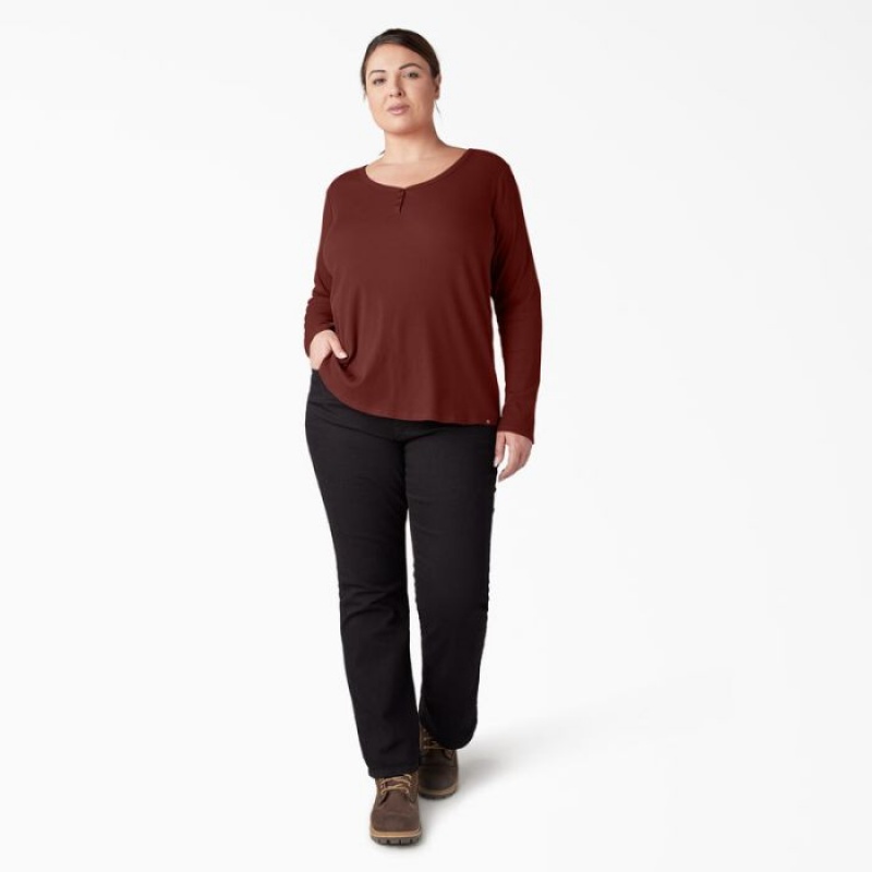 Dickies Plus Henley Long Sleeve Shirt Rosii Inchis | PJVA5422