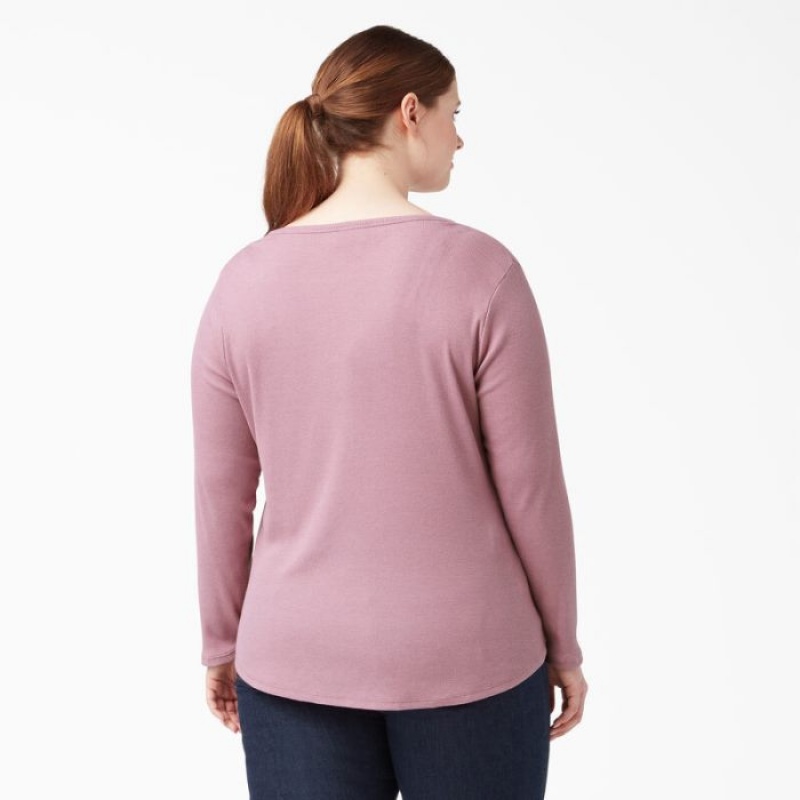 Dickies Plus Henley Long Sleeve Shirt Violet | BGZC9949