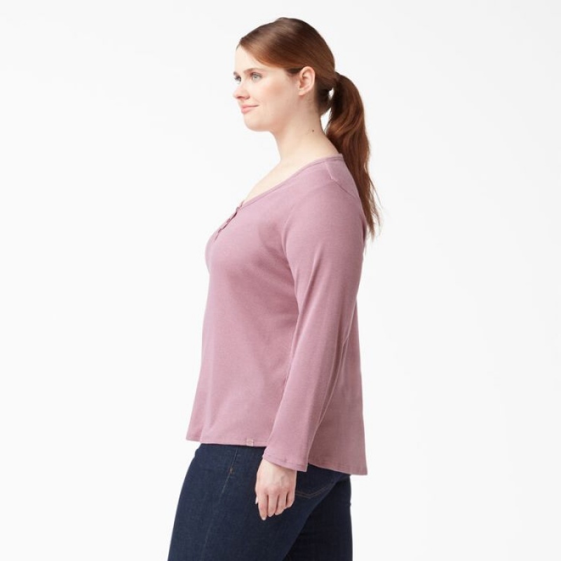 Dickies Plus Henley Long Sleeve Shirt Violet | BGZC9949