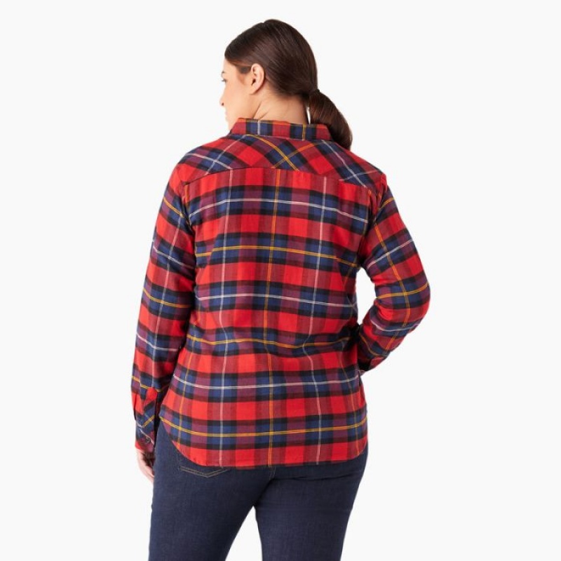 Dickies Plus Long Sleeve Plaid Flannel Shirt Rosii | SINV7426