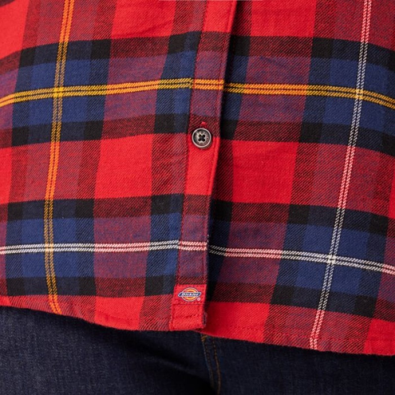 Dickies Plus Long Sleeve Plaid Flannel Shirt Rosii | SINV7426