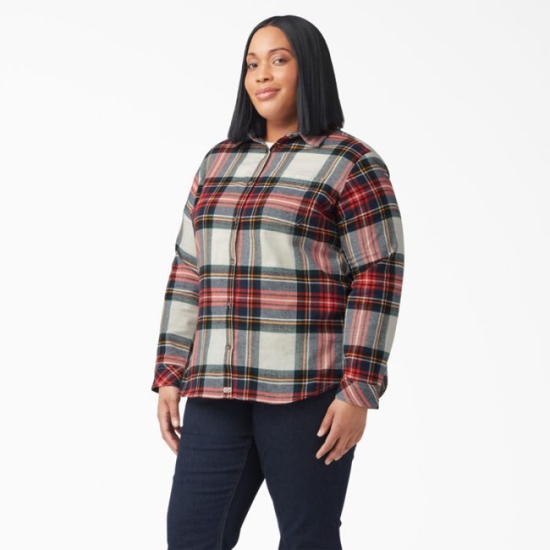 Dickies Plus Long Sleeve Plaid Flannel Shirt Portocalii | YIVD3750