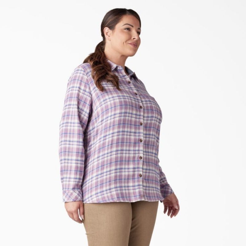 Dickies Plus Long Sleeve Plaid Flannel Shirt Grapeade / Orchard Plaid | BSPB2863