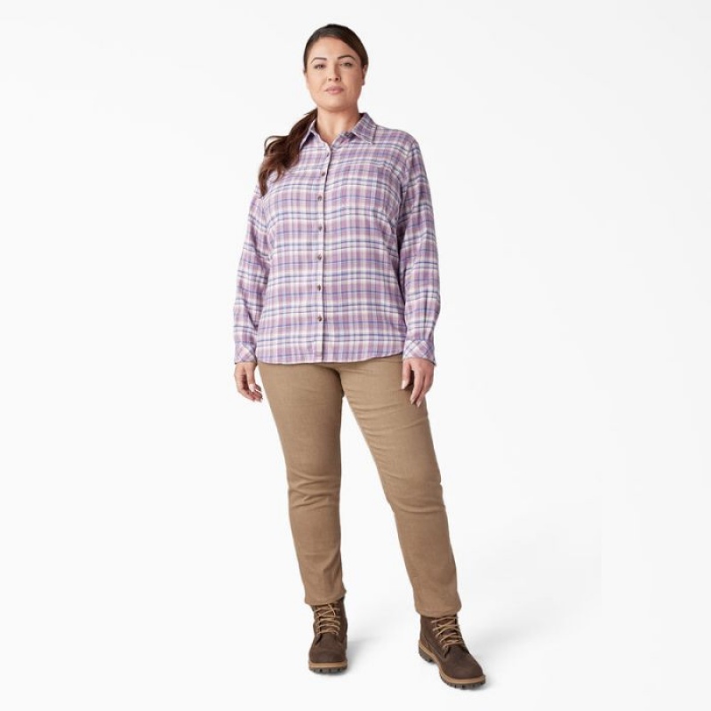 Dickies Plus Long Sleeve Plaid Flannel Shirt Grapeade / Orchard Plaid | BSPB2863