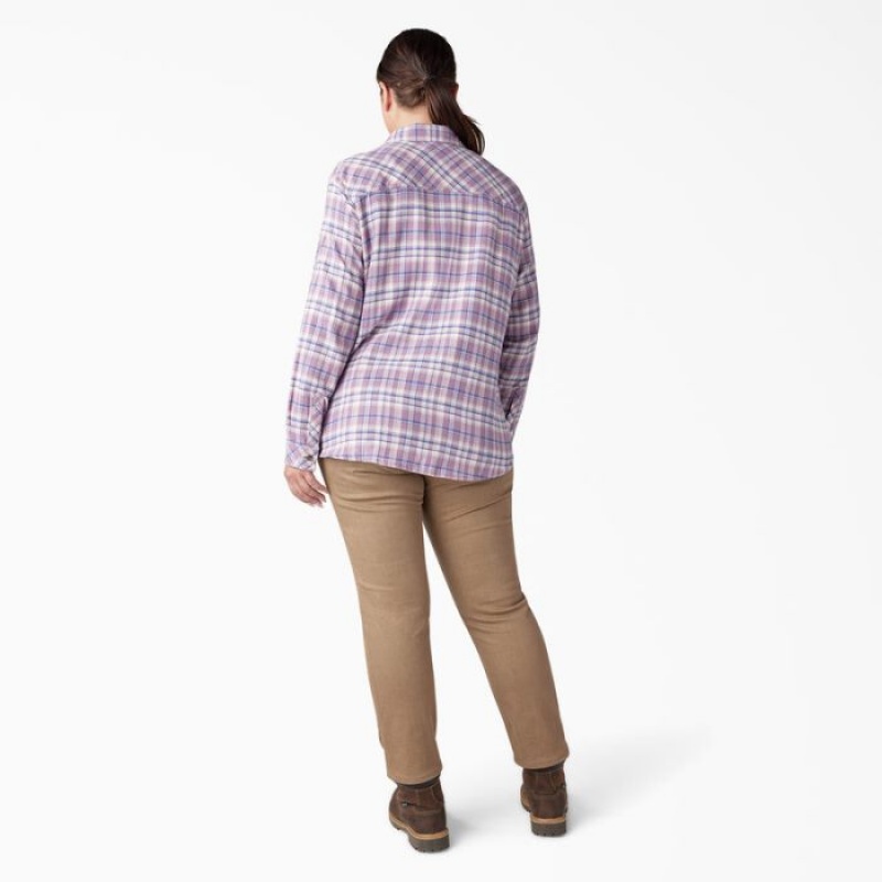 Dickies Plus Long Sleeve Plaid Flannel Shirt Grapeade / Orchard Plaid | BSPB2863