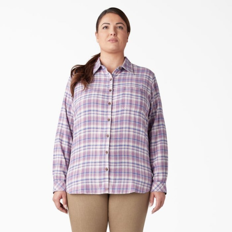 Dickies Plus Long Sleeve Plaid Flannel Shirt Grapeade / Orchard Plaid | BSPB2863
