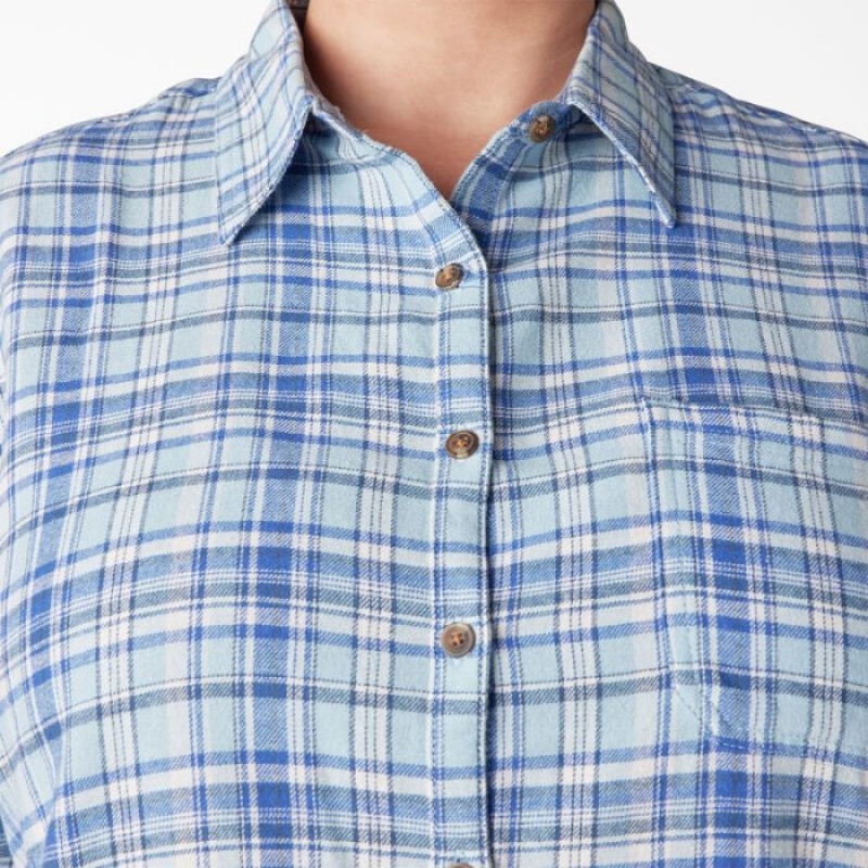 Dickies Plus Long Sleeve Plaid Flannel Shirt Albastri | GSKM1257