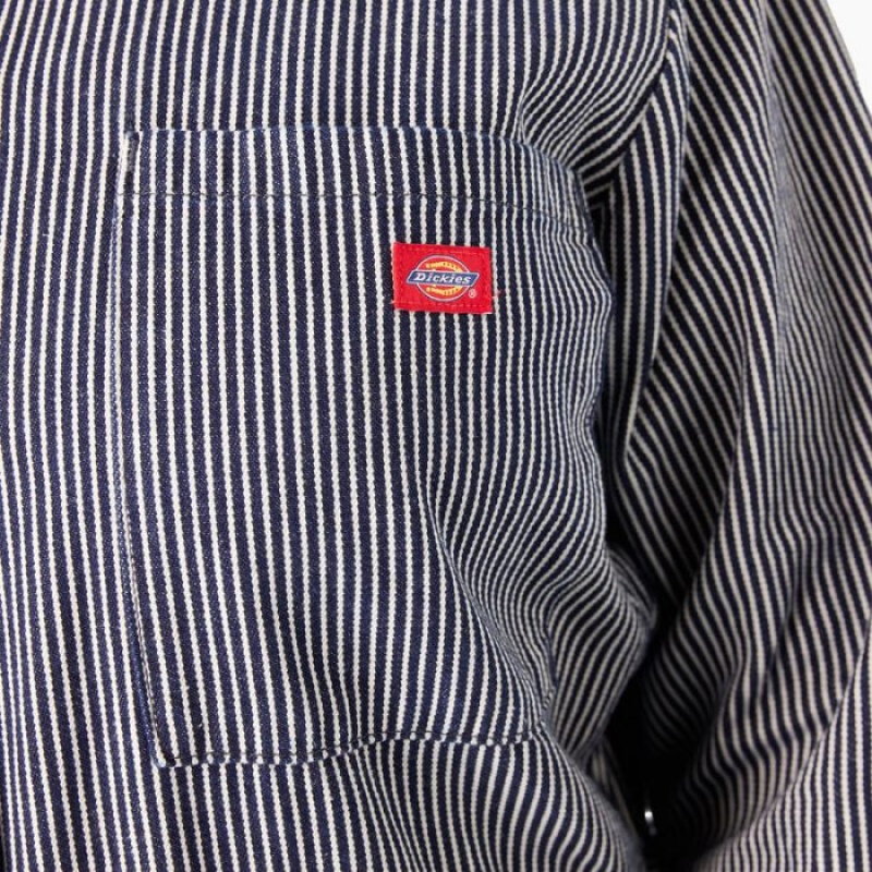 Dickies Plus Relaxed Fit Long Sleeve Hickory Stripe Overalls Regular | FOGO6049