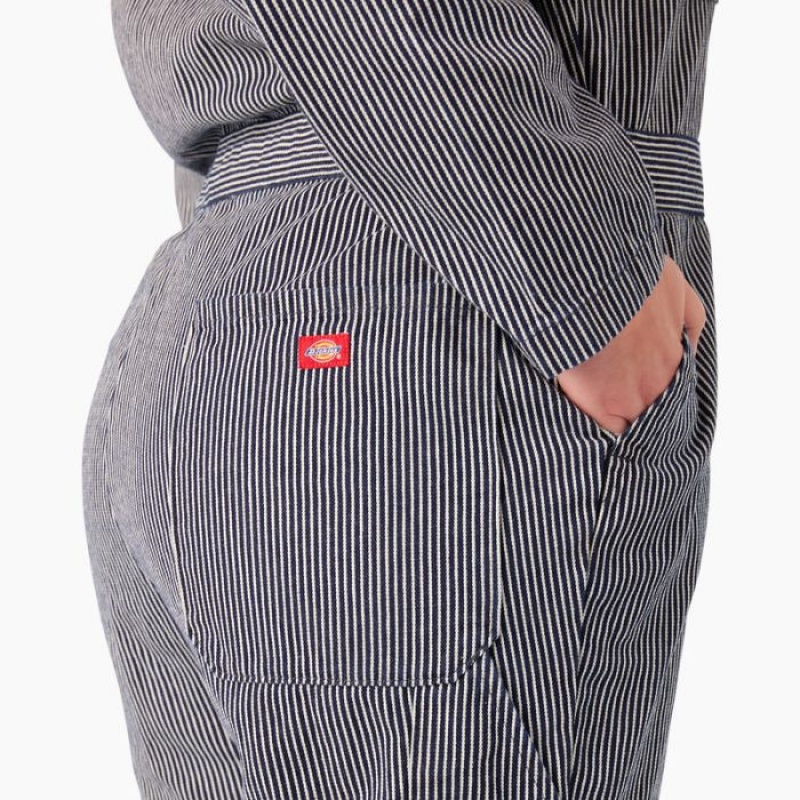 Dickies Plus Relaxed Fit Long Sleeve Hickory Stripe Overalls Regular | FOGO6049