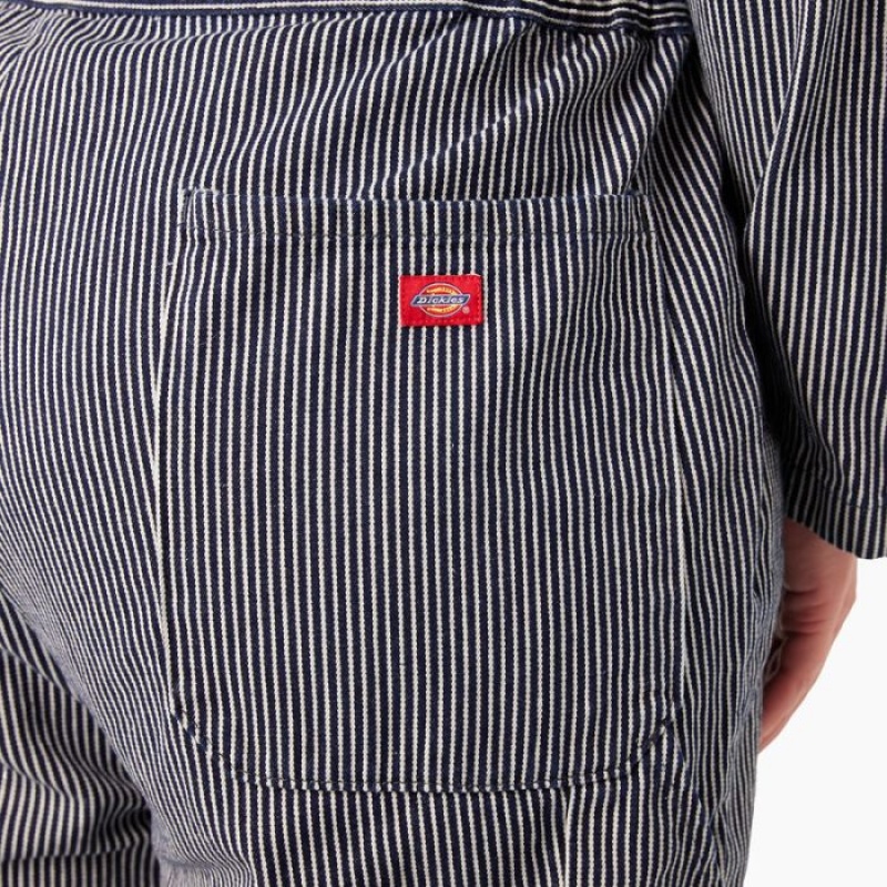 Dickies Plus Relaxed Fit Long Sleeve Hickory Stripe Overalls Regular | FOGO6049