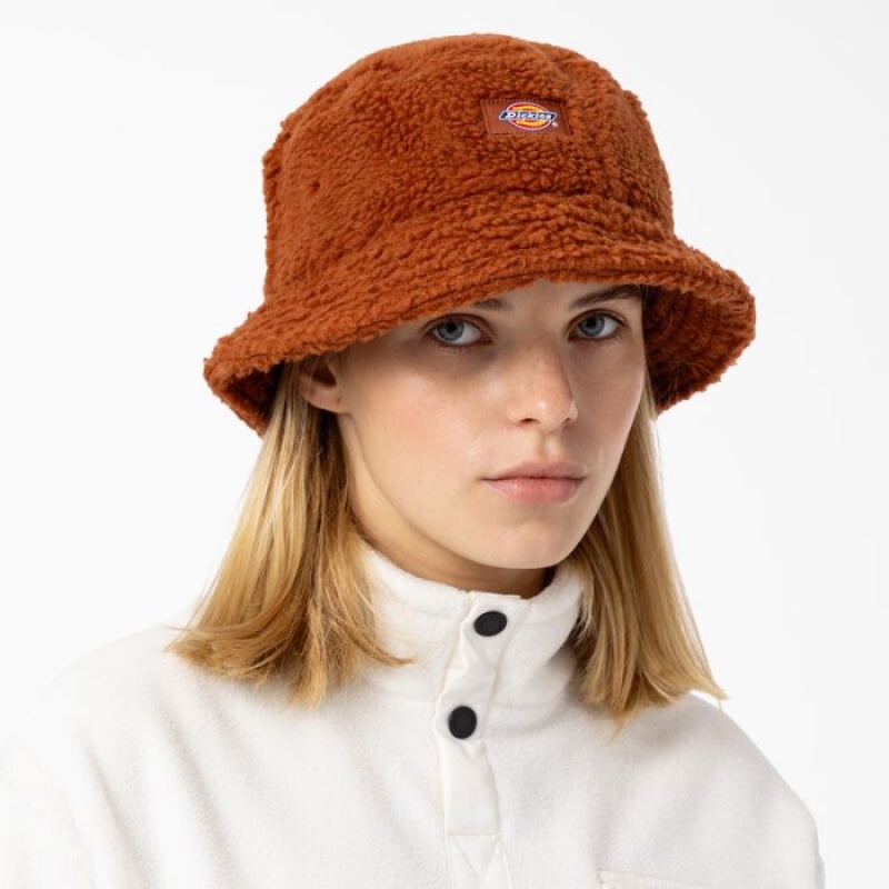 Dickies Red Chute Fleece Bucket Hat Maro | FBRI5853