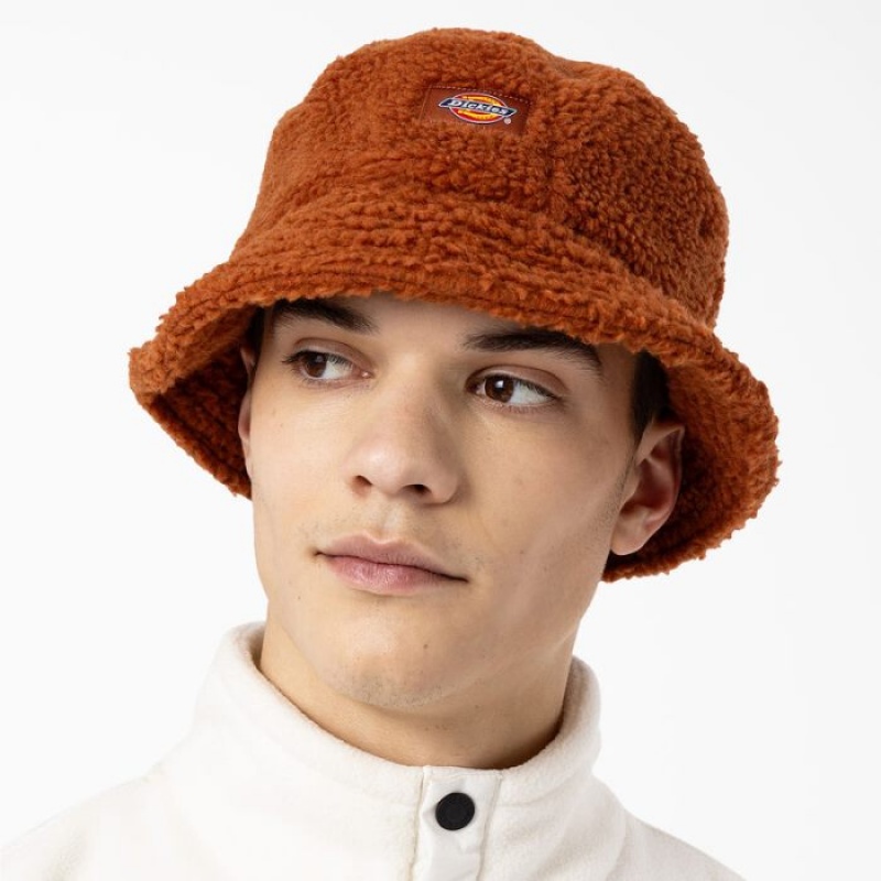 Dickies Red Chute Fleece Bucket Hat Maro | FBRI5853