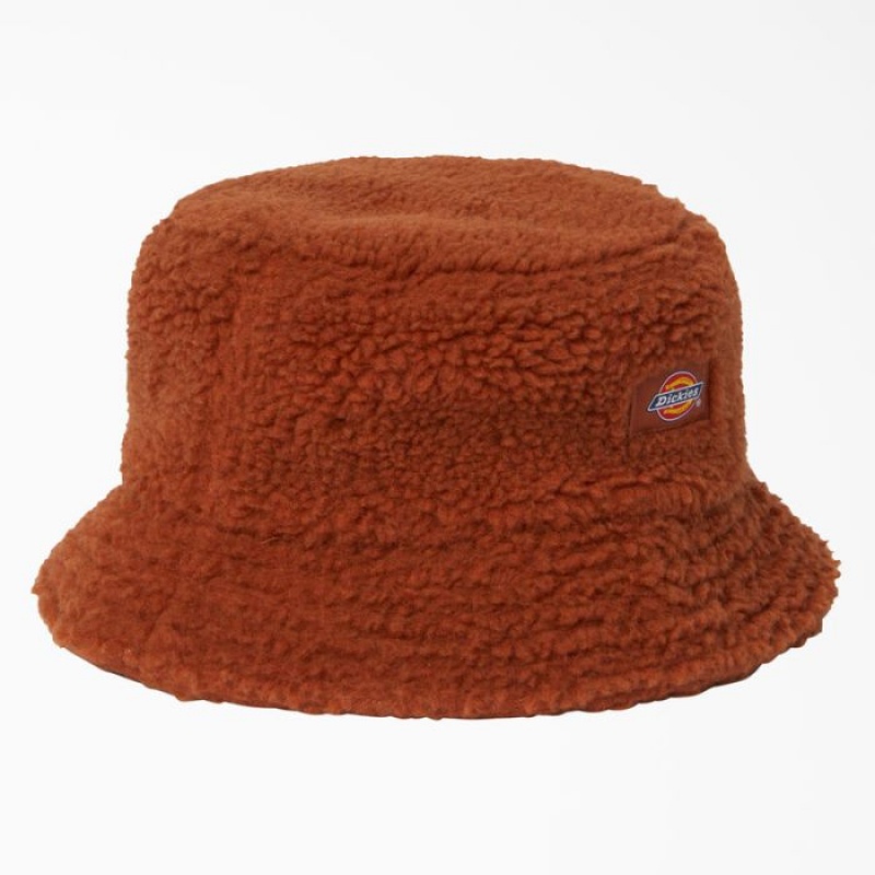 Dickies Red Chute Fleece Bucket Hat Maro | FBRI5853