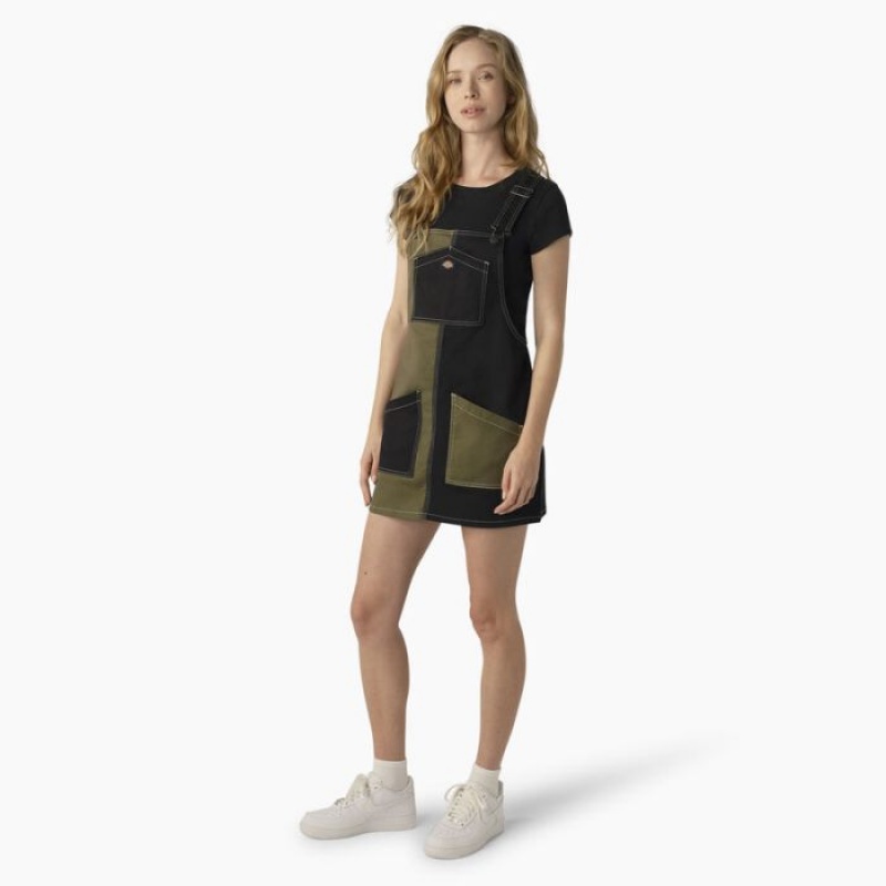 Dickies Regular Fit Colorblock Bib Overall Rochie Negrii | DOIX4282