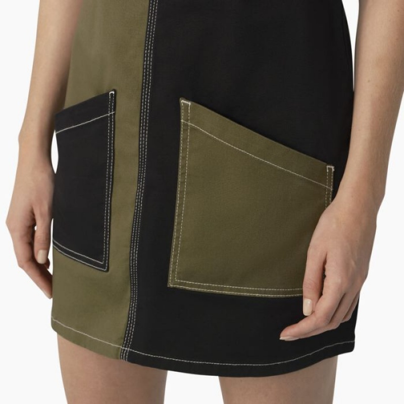 Dickies Regular Fit Colorblock Bib Overall Rochie Negrii | DOIX4282