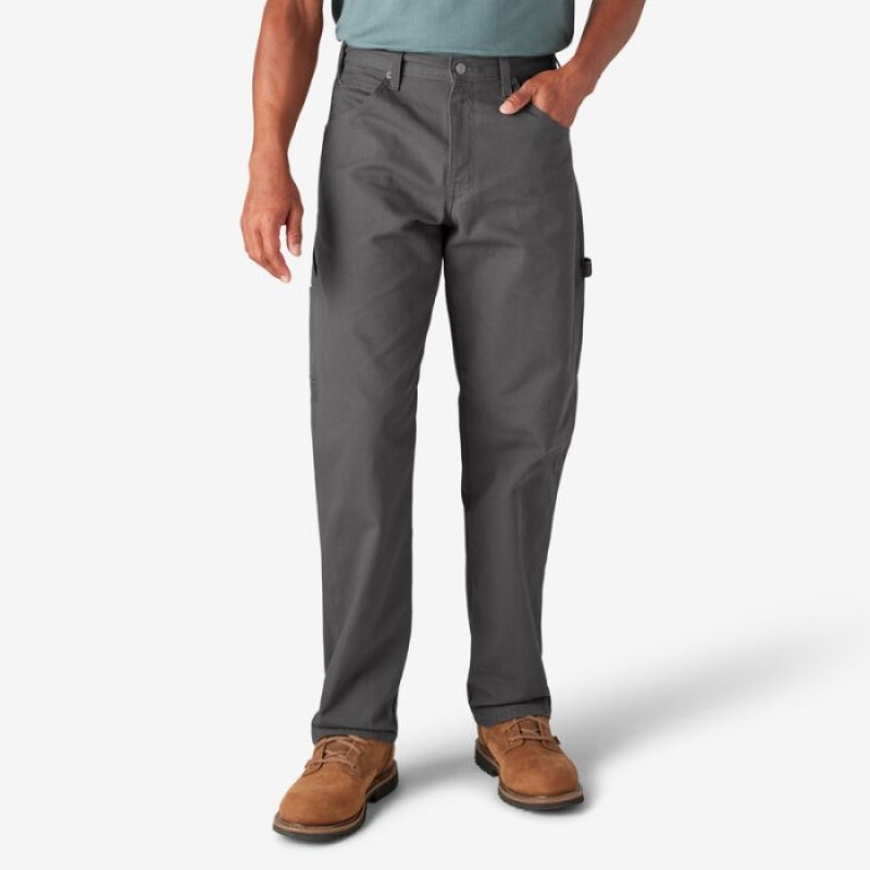 Dickies Relaxed Fit Heavyweight Duck Carpenter Pants Rinsed Slate | LXAC2611