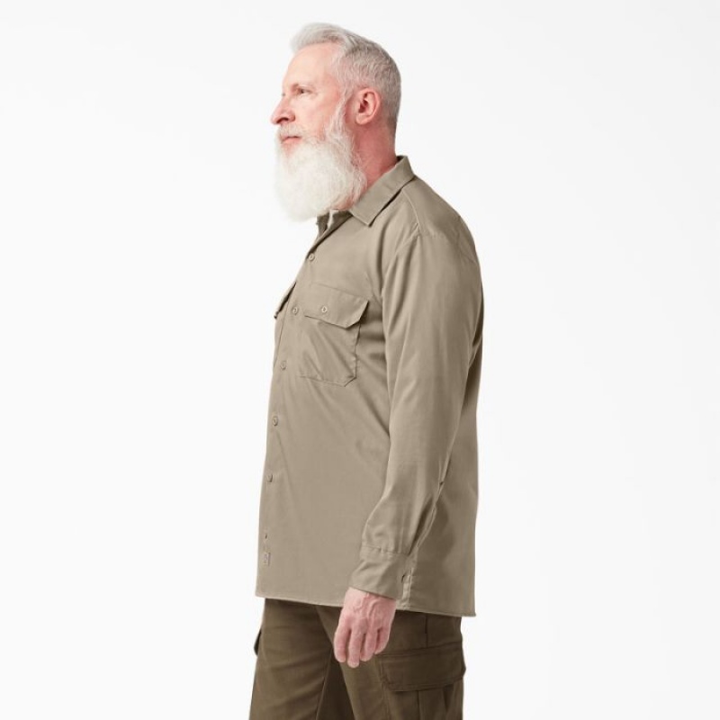 Dickies Relaxed Fit Long Sleeve Lucru Shirt Maro | HVAN6370