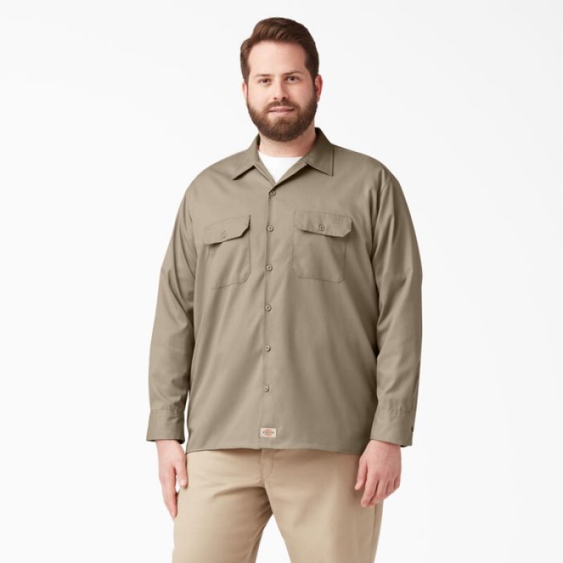 Dickies Relaxed Fit Long Sleeve Lucru Shirt Maro | HVAN6370