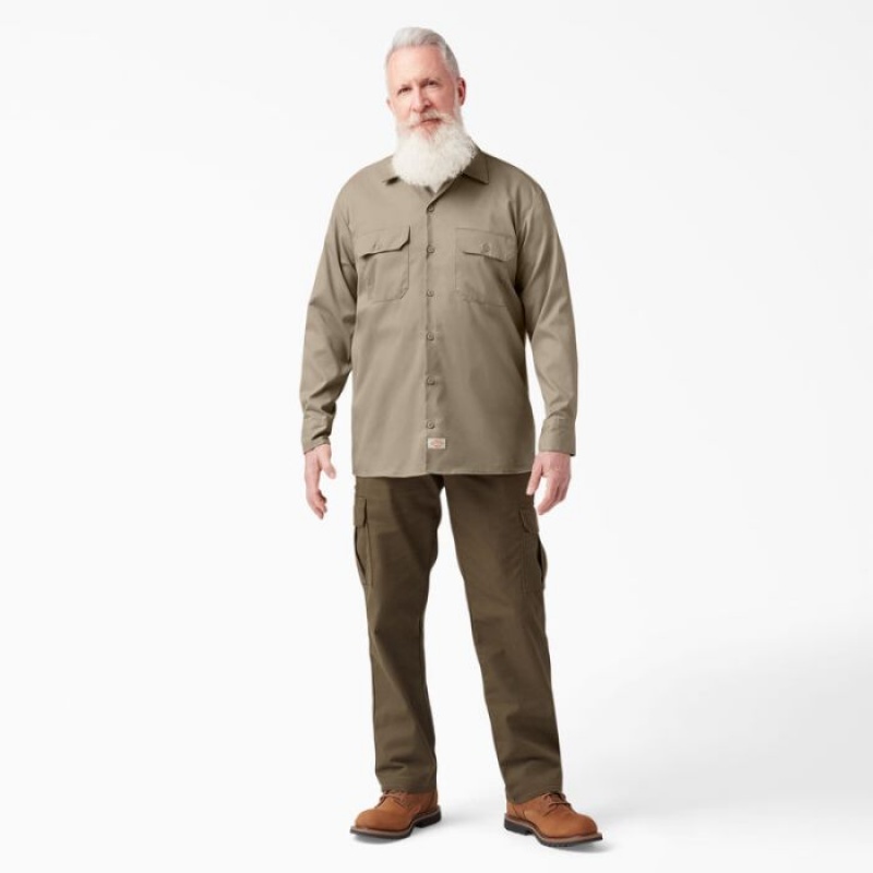 Dickies Relaxed Fit Long Sleeve Lucru Shirt Maro | HVAN6370