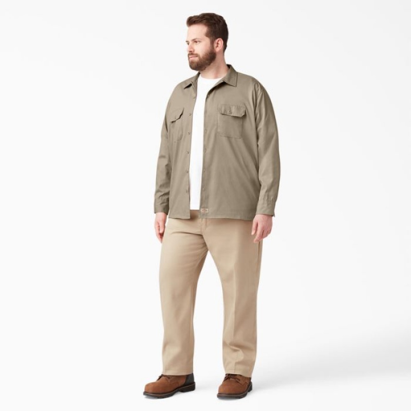 Dickies Relaxed Fit Long Sleeve Lucru Shirt Maro | HVAN6370