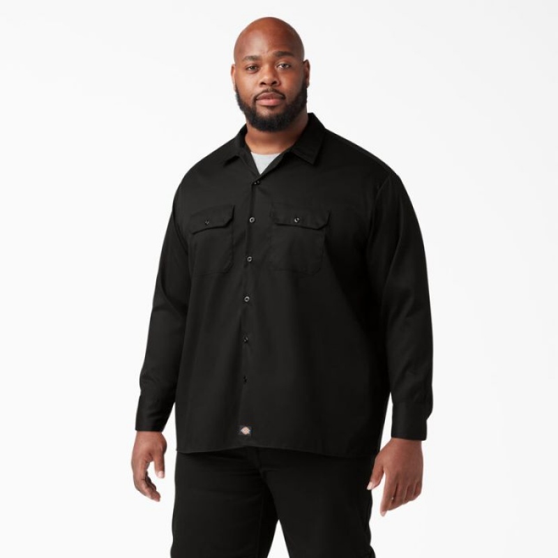 Dickies Relaxed Fit Long Sleeve Lucru Shirt Negrii | PJVK2944