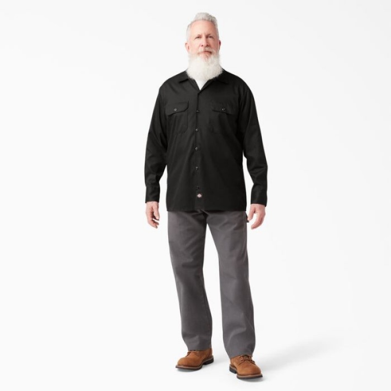 Dickies Relaxed Fit Long Sleeve Lucru Shirt Negrii | PJVK2944