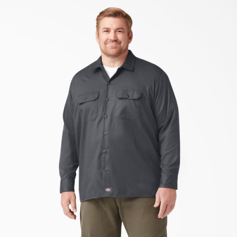 Dickies Relaxed Fit Long Sleeve Lucru Shirt Gri | XQET6982