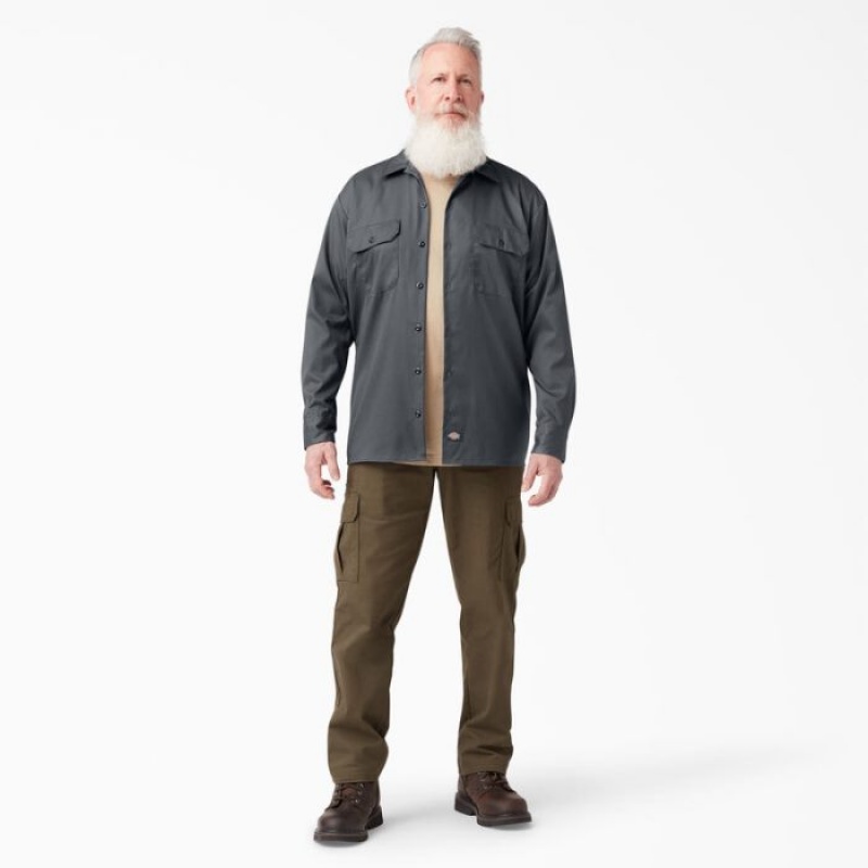 Dickies Relaxed Fit Long Sleeve Lucru Shirt Gri | XQET6982