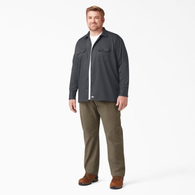 Dickies Relaxed Fit Long Sleeve Lucru Shirt Gri | XQET6982
