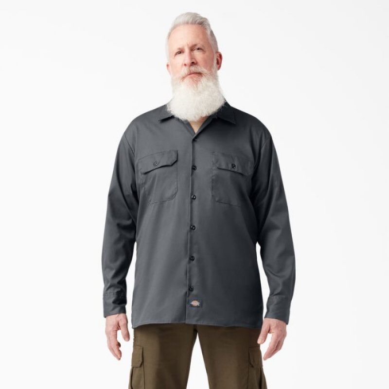 Dickies Relaxed Fit Long Sleeve Lucru Shirt Gri | XQET6982