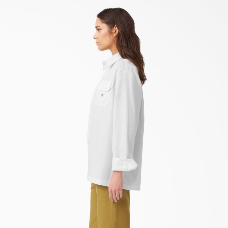 Dickies Relaxed Fit Long Sleeve Lucru Shirt Albi | VPYV6183