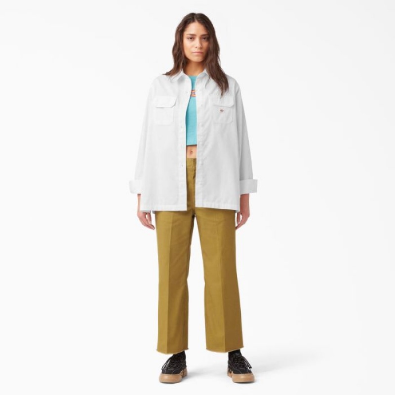 Dickies Relaxed Fit Long Sleeve Lucru Shirt Albi | VPYV6183